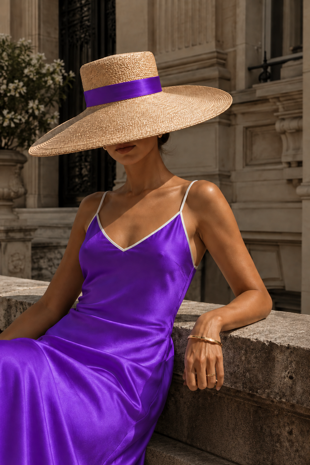 Violet Silk Slip Dress