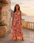 Wildflower Dawn Silk Halter Dress