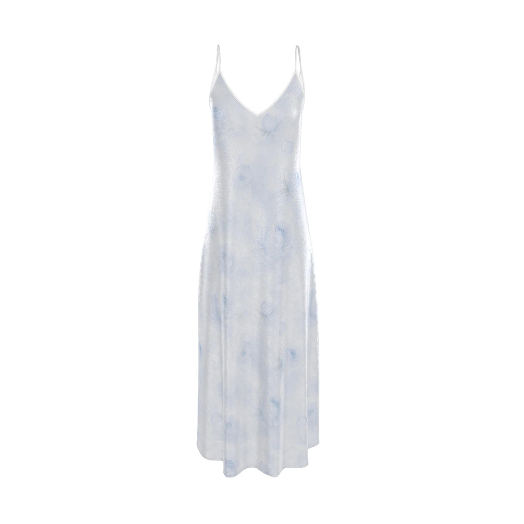 Blue Rose Silk Maxi Slip Dress