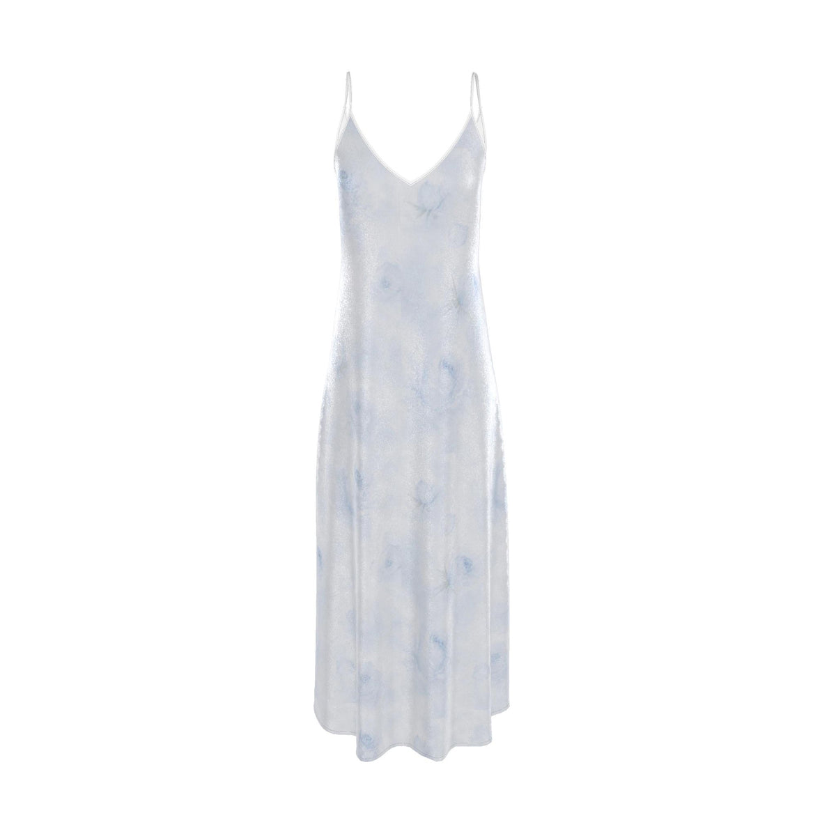 Blue Rose Silk Maxi Slip Dress