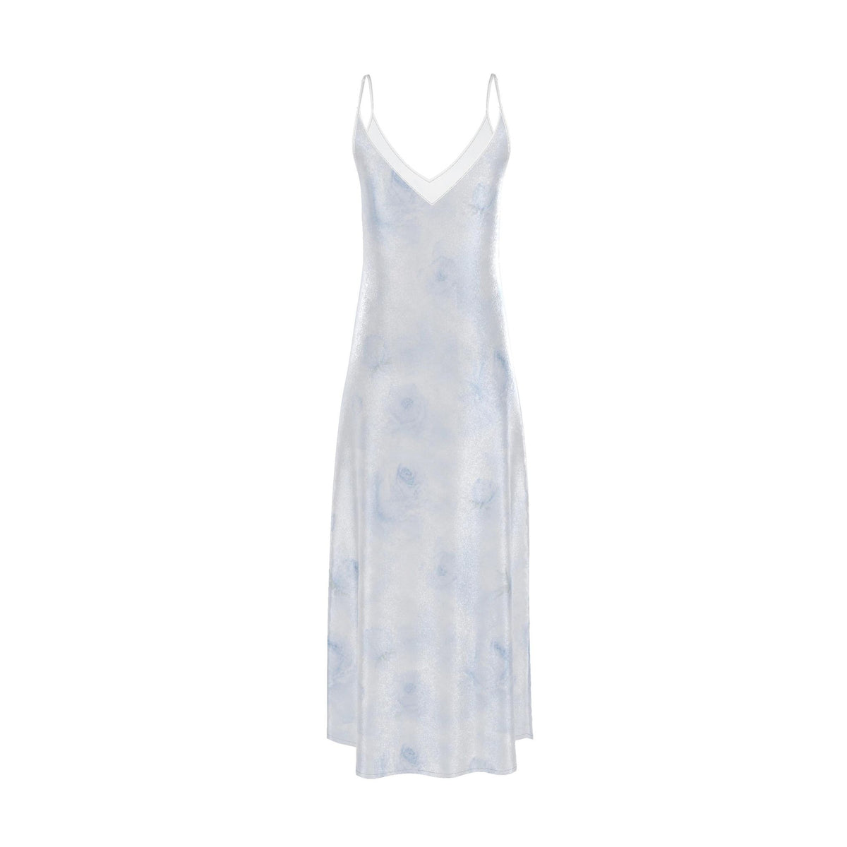 Blue Rose Silk Maxi Slip Dress