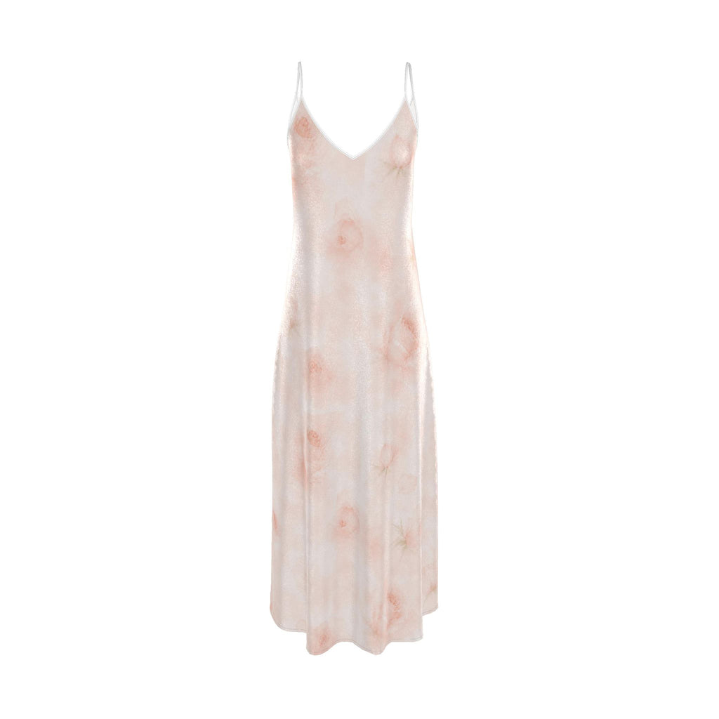 Peach Rose Silk Maxi Slip Dress