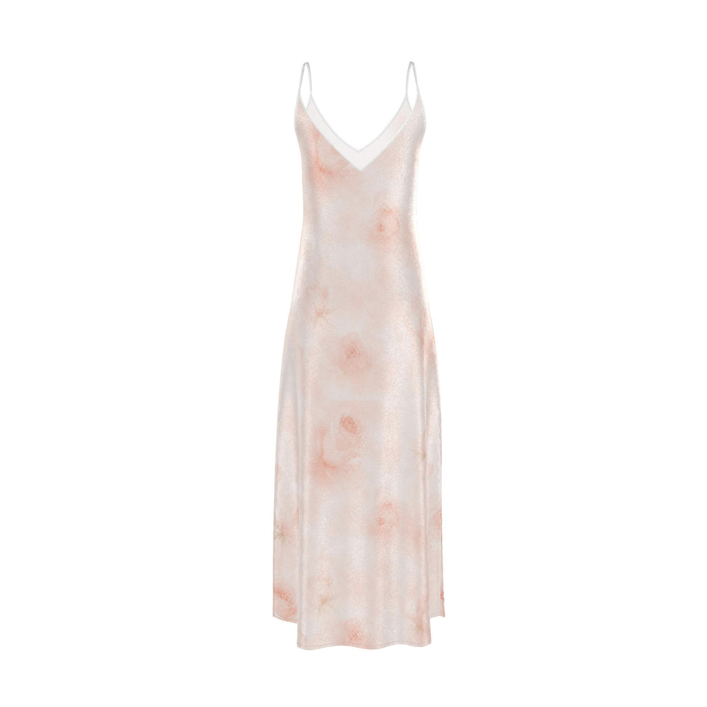 Peach Rose Silk Maxi Slip Dress