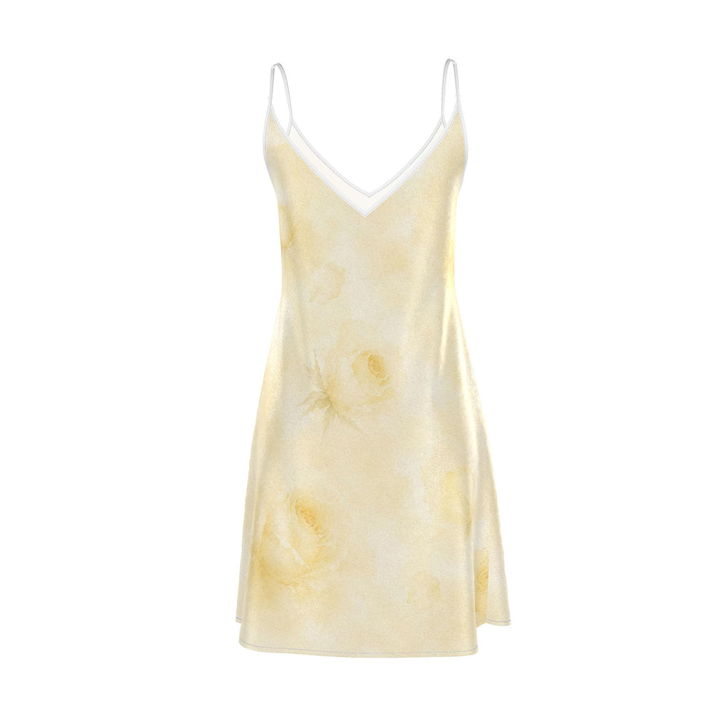 Yellow Rose Silk Midi Slip Dress