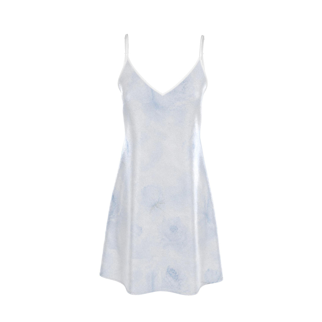 Blue Rose Silk Midi Slip Dress