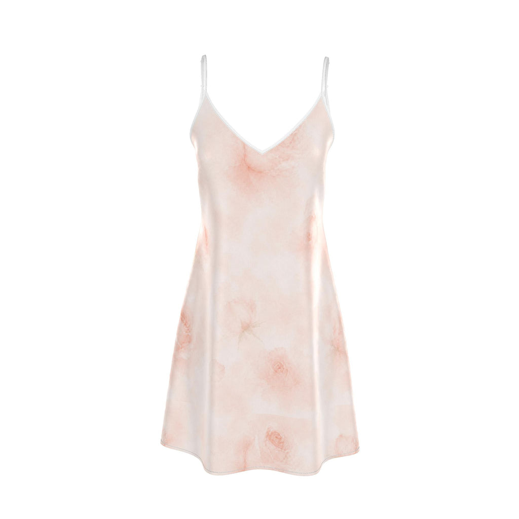 Peach Rose Silk Midi Slip Dress