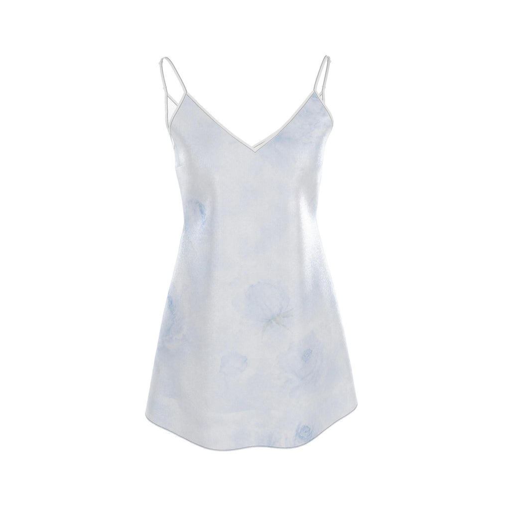 Blue Rose Silk Mini Slip Dress