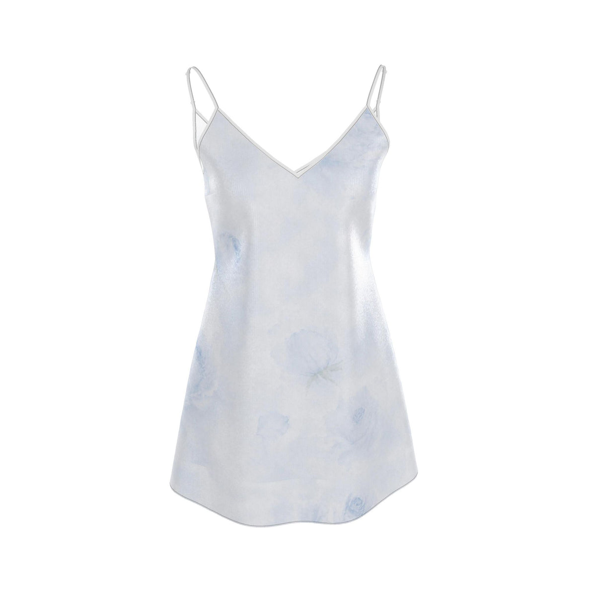 Blue Rose Silk Mini Slip Dress