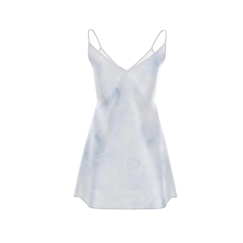 Blue Rose Silk Mini Slip Dress