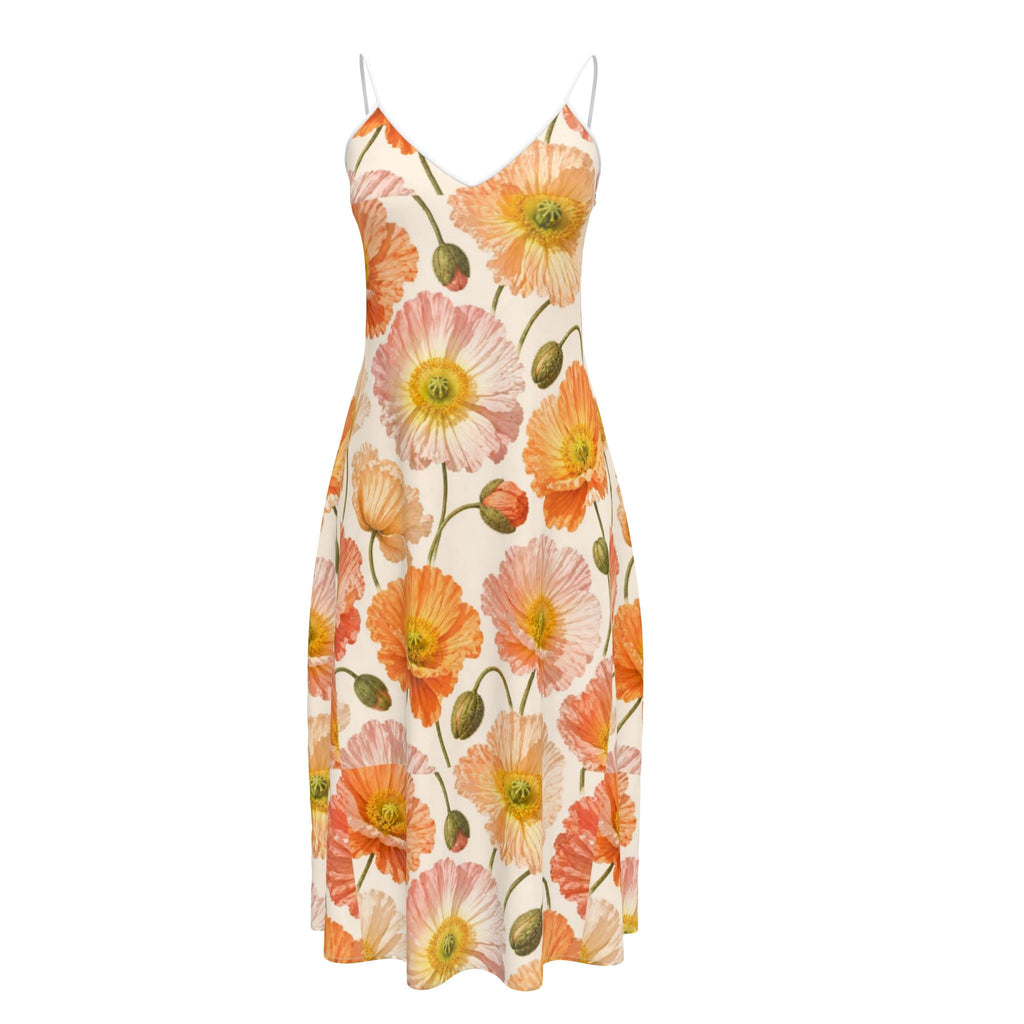Apricot Poppy Midi Dress