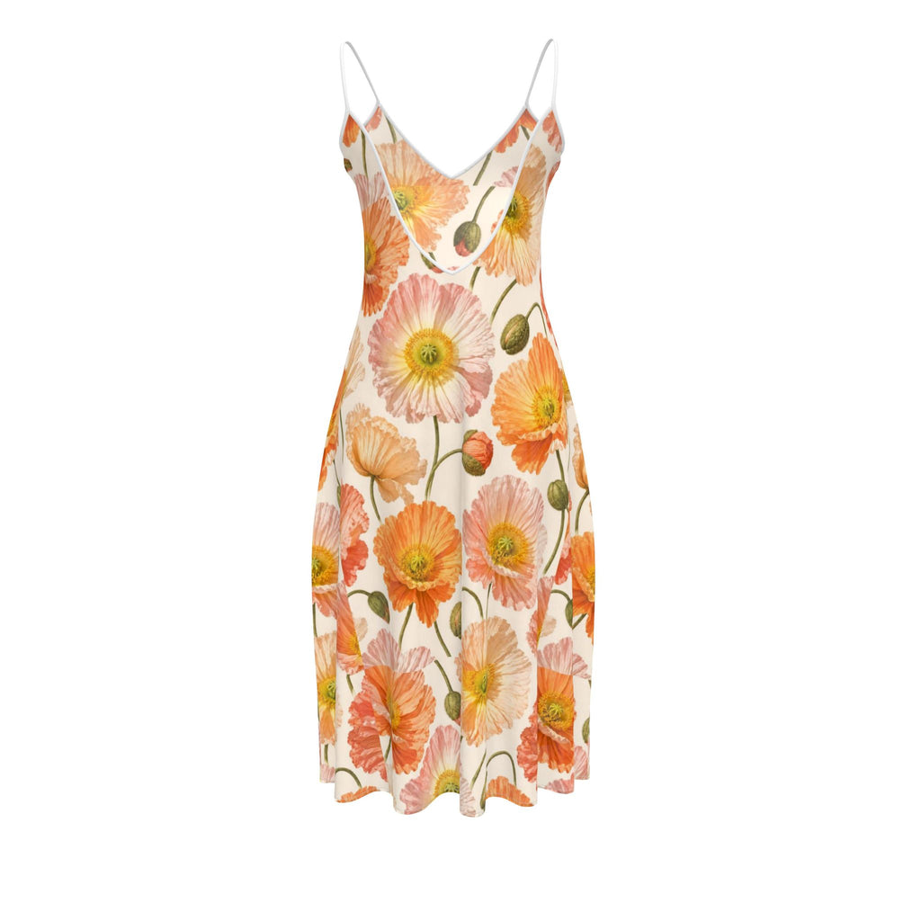 Apricot Poppy Midi Dress