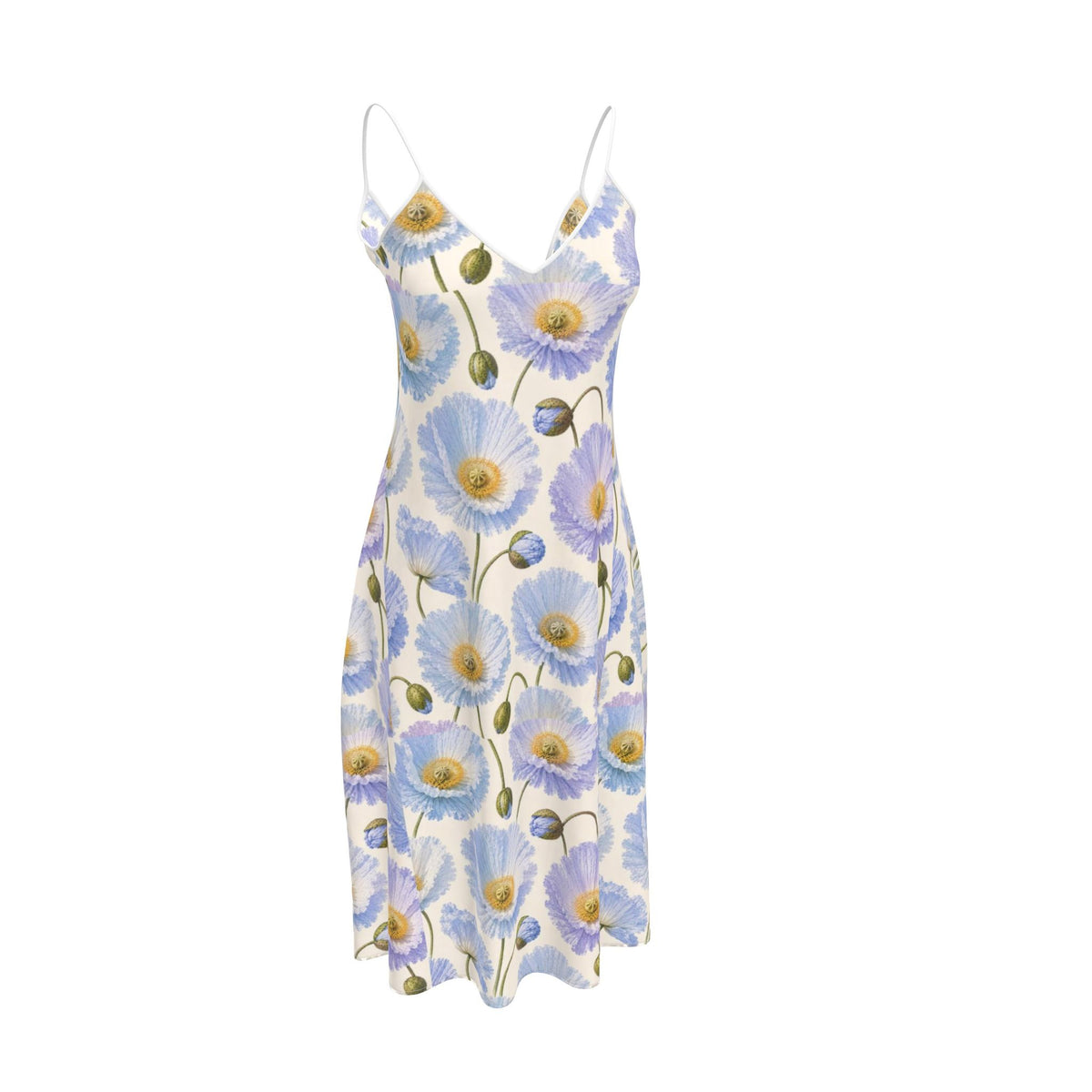 Blue Poppy Midi Dress