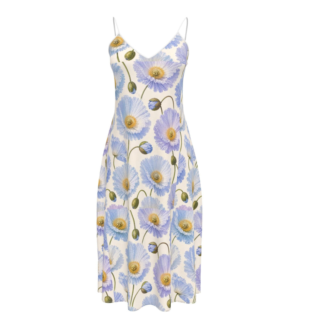 Blue Poppy Midi Dress
