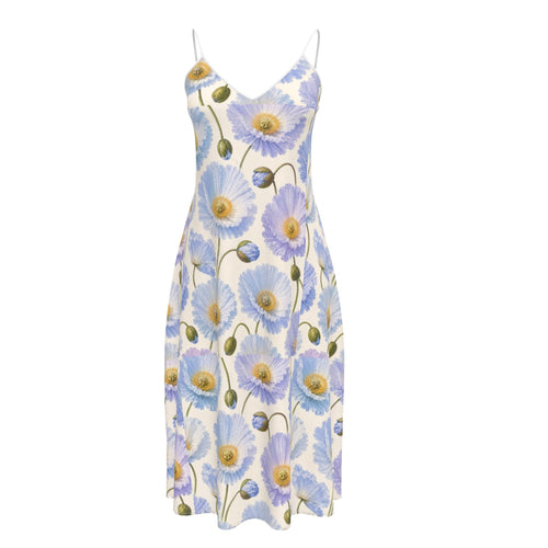 Blue Poppy Midi Dress