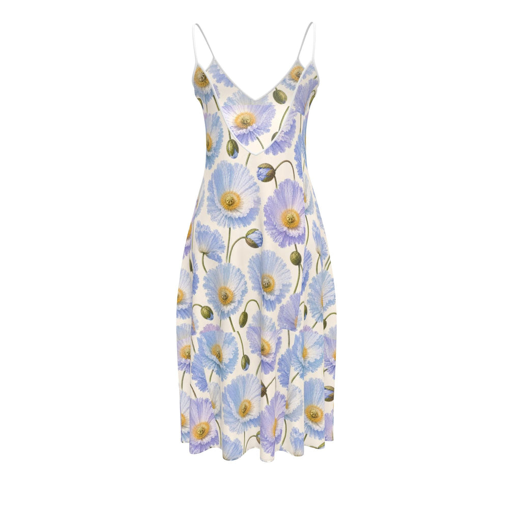 Blue Poppy Midi Dress