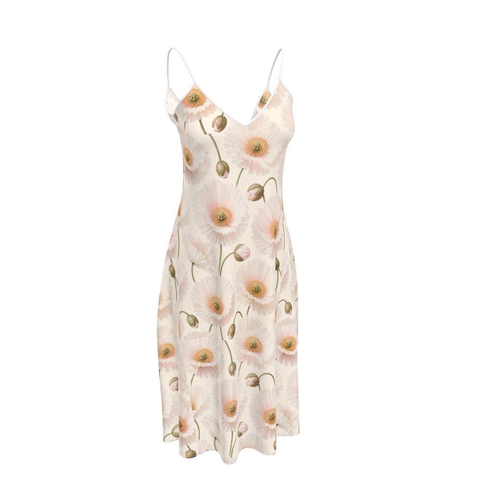 White Poppy Midi Dress