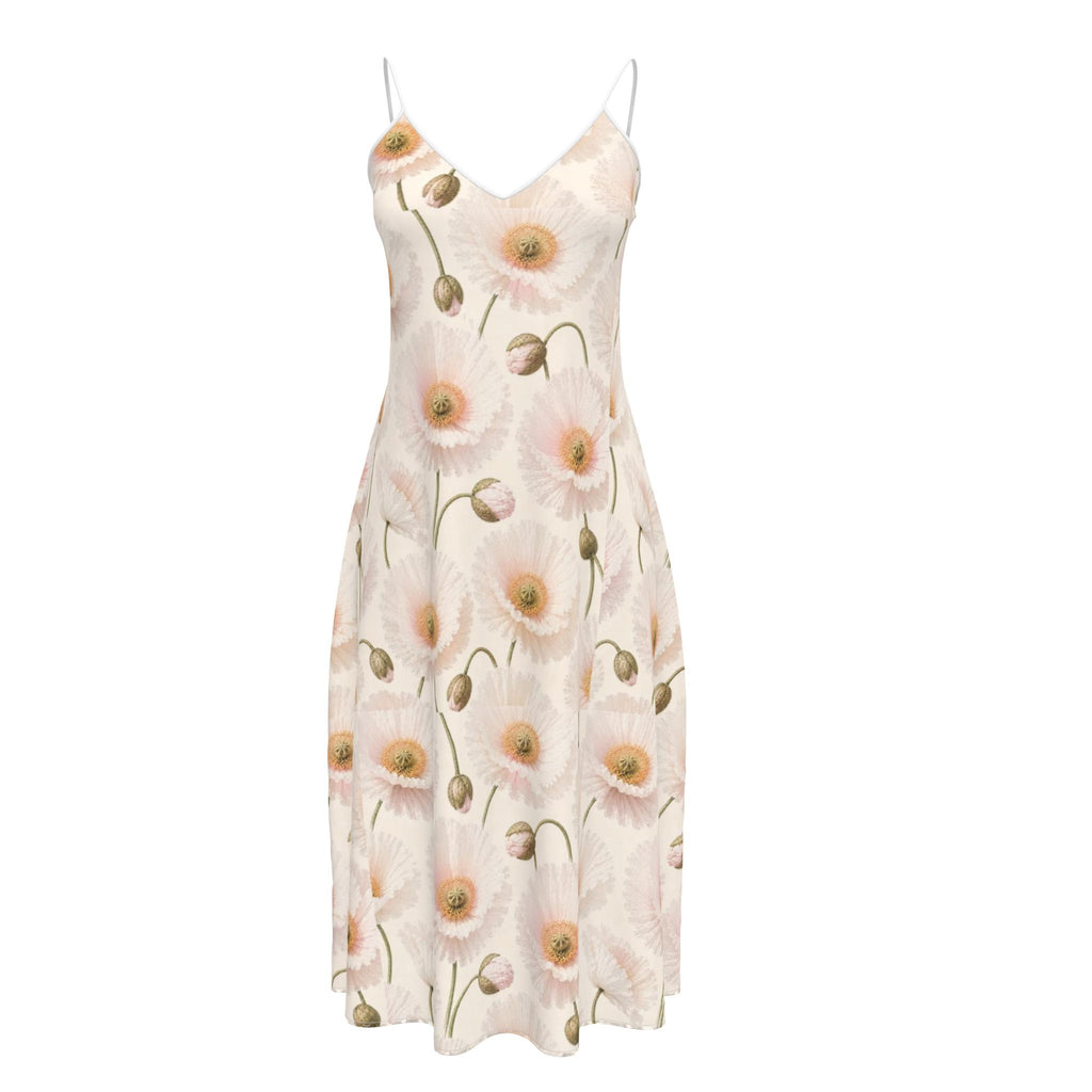 White Poppy Midi Dress