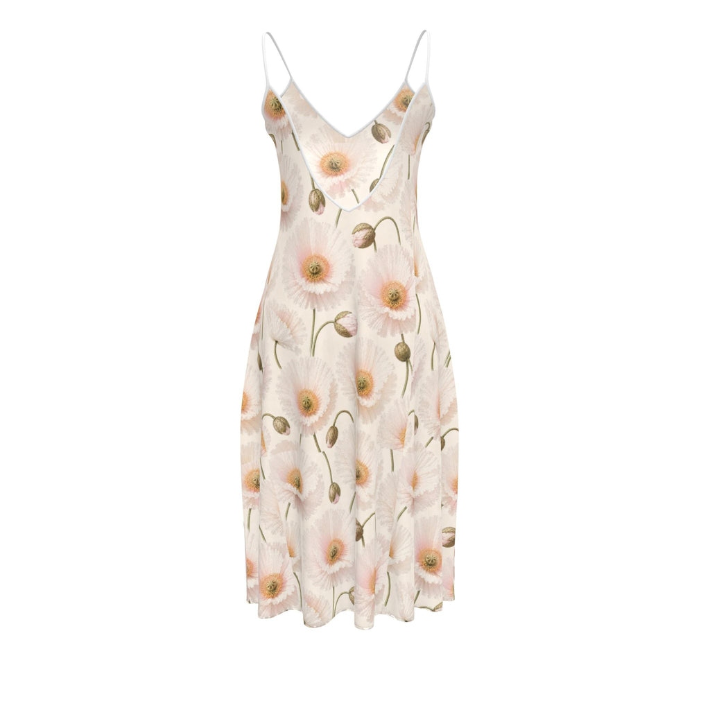 White Poppy Midi Dress