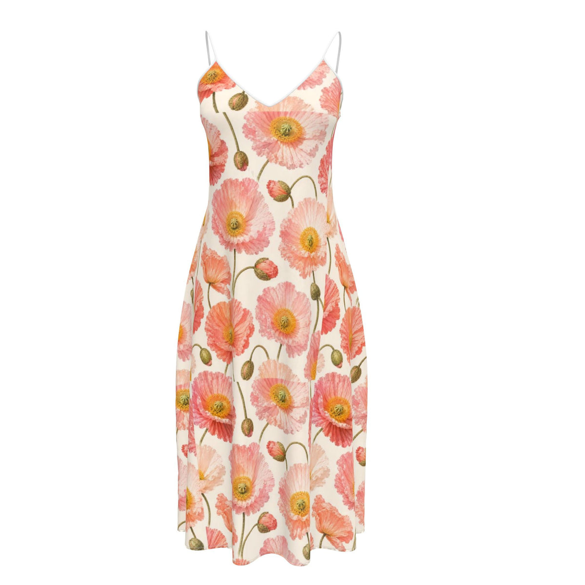 Tangerine Poppy Midi Dress