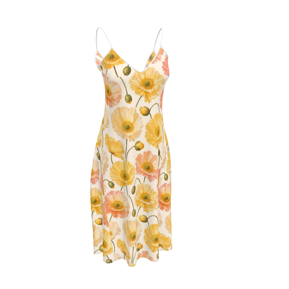 Yellow Poppy Midi Dress