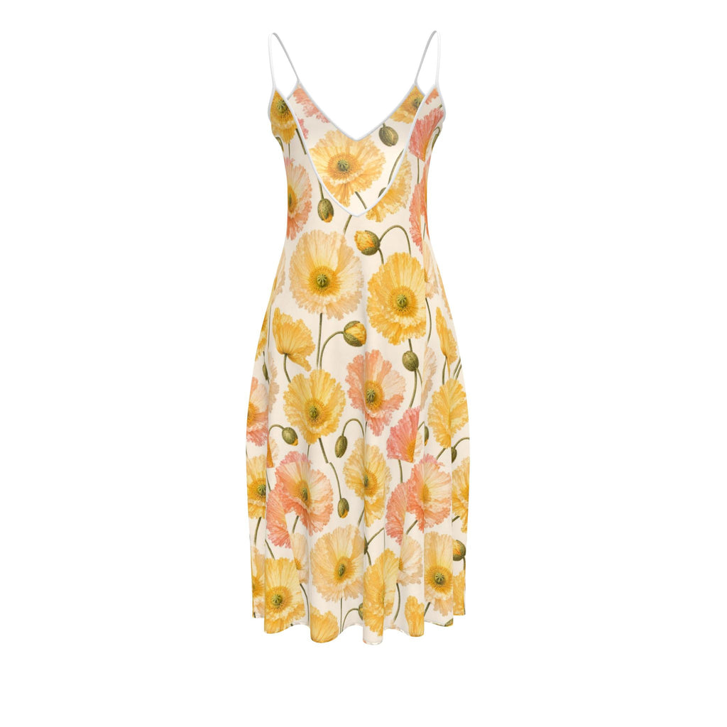 Yellow Poppy Midi Dress