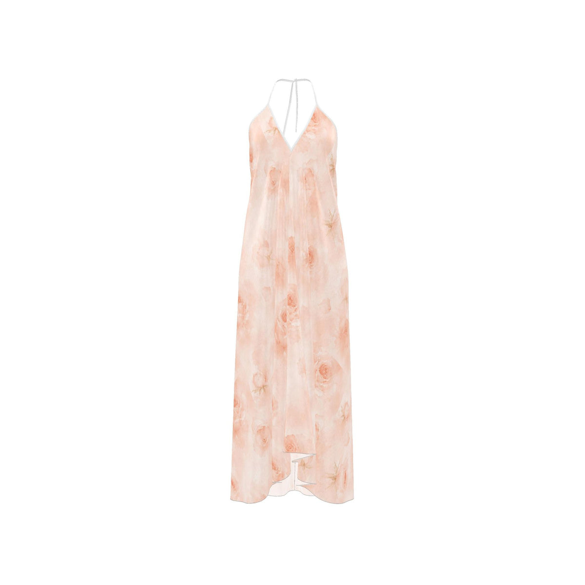 Peach Rose Silk Halter Backless Dress