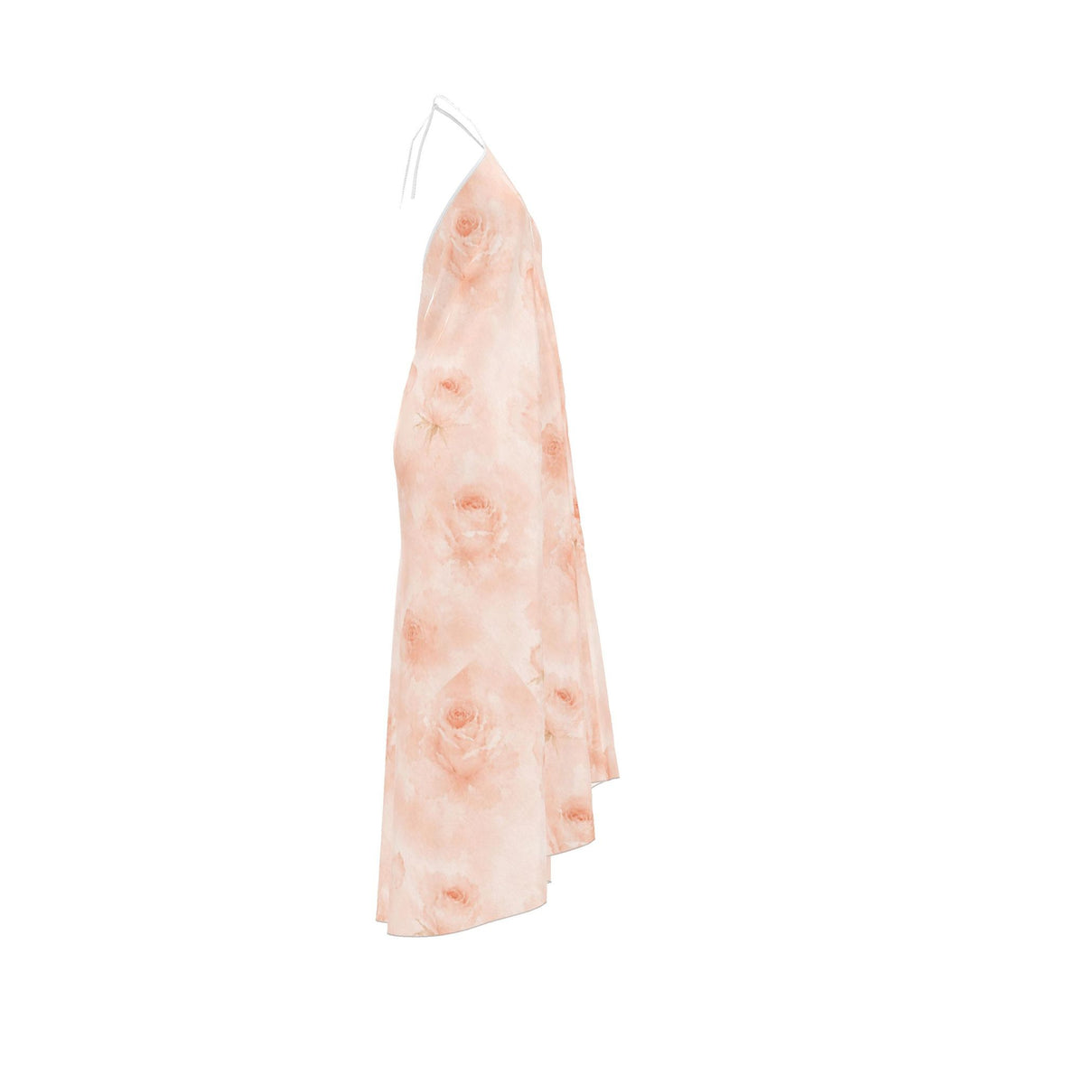 Peach Rose Silk Halter Backless Dress