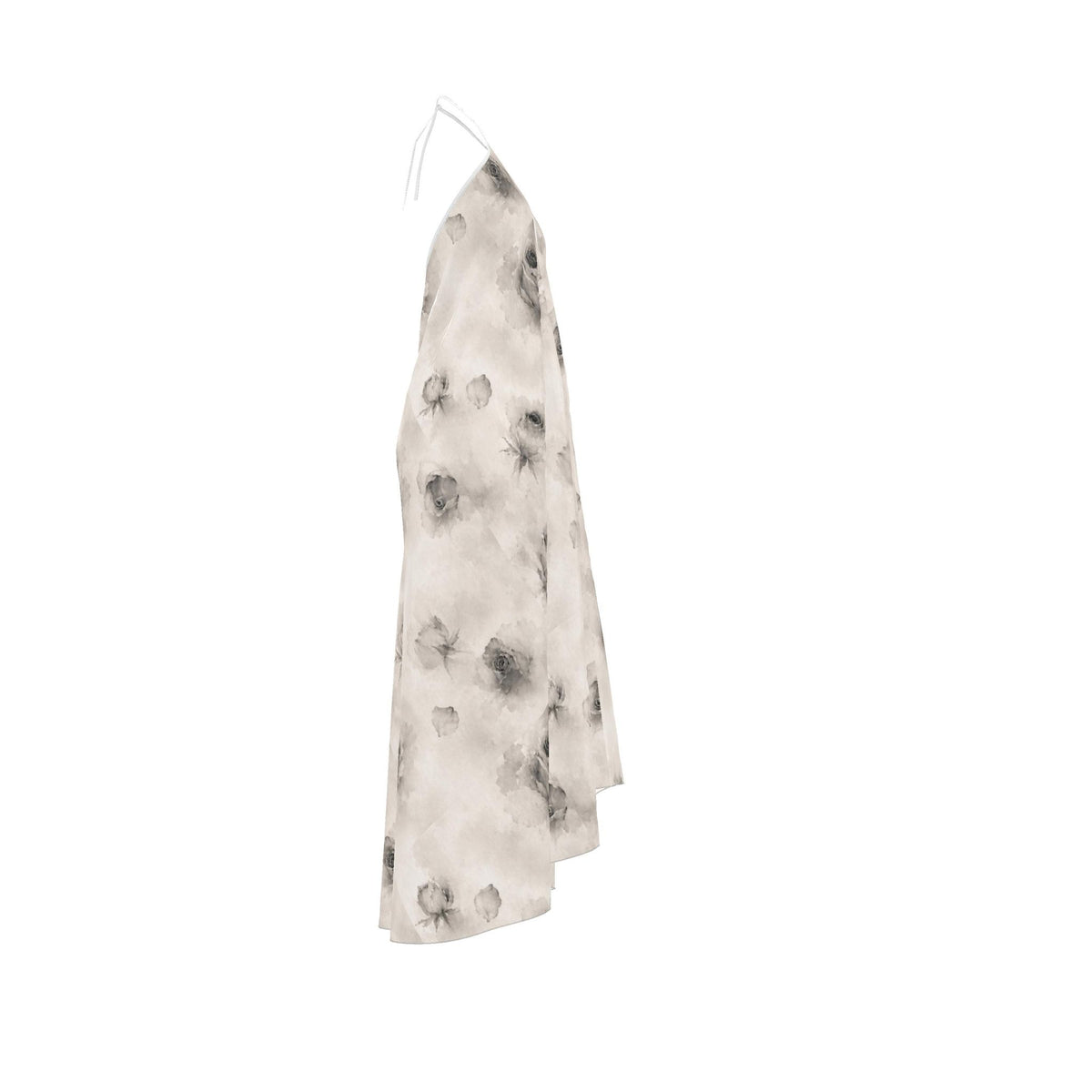 Black and White Rose Silk Halterneck backless dress