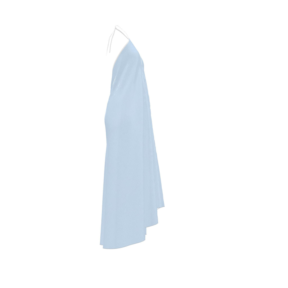 Powder Blue Silk Halter Backless Dress