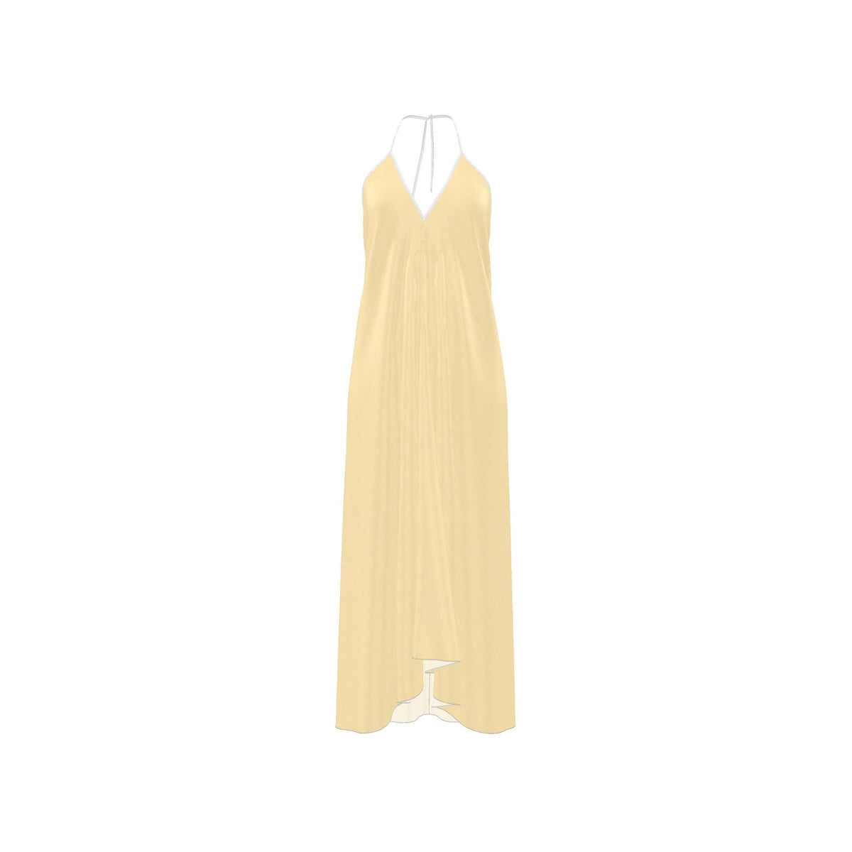 Butter Cream Silk Halter Backless Dress