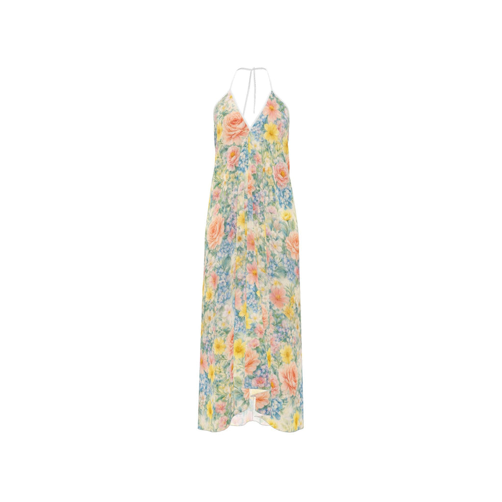 Wildflower Silk Halter Backless Dress