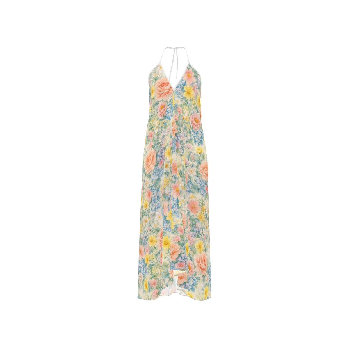 Wildflower Silk Halter Backless Dress