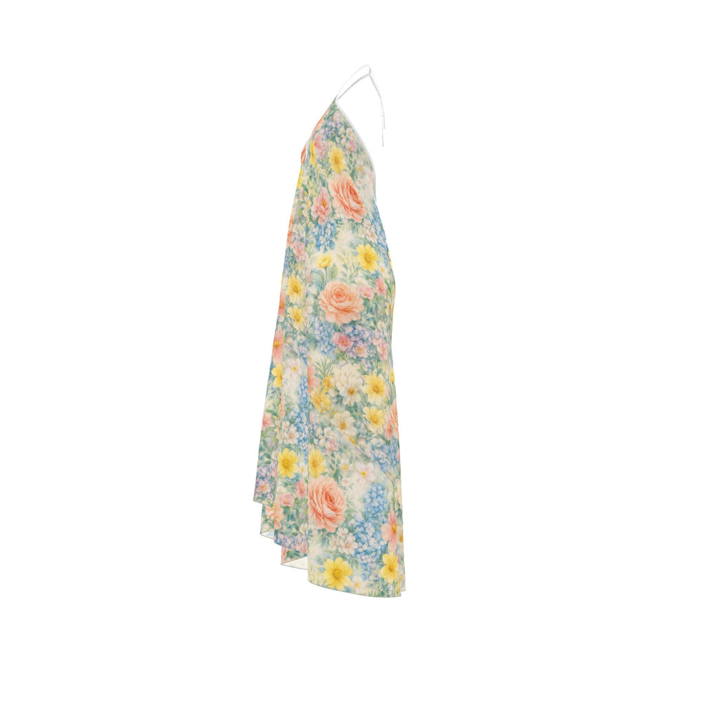Wildflower Silk Halter Backless Dress