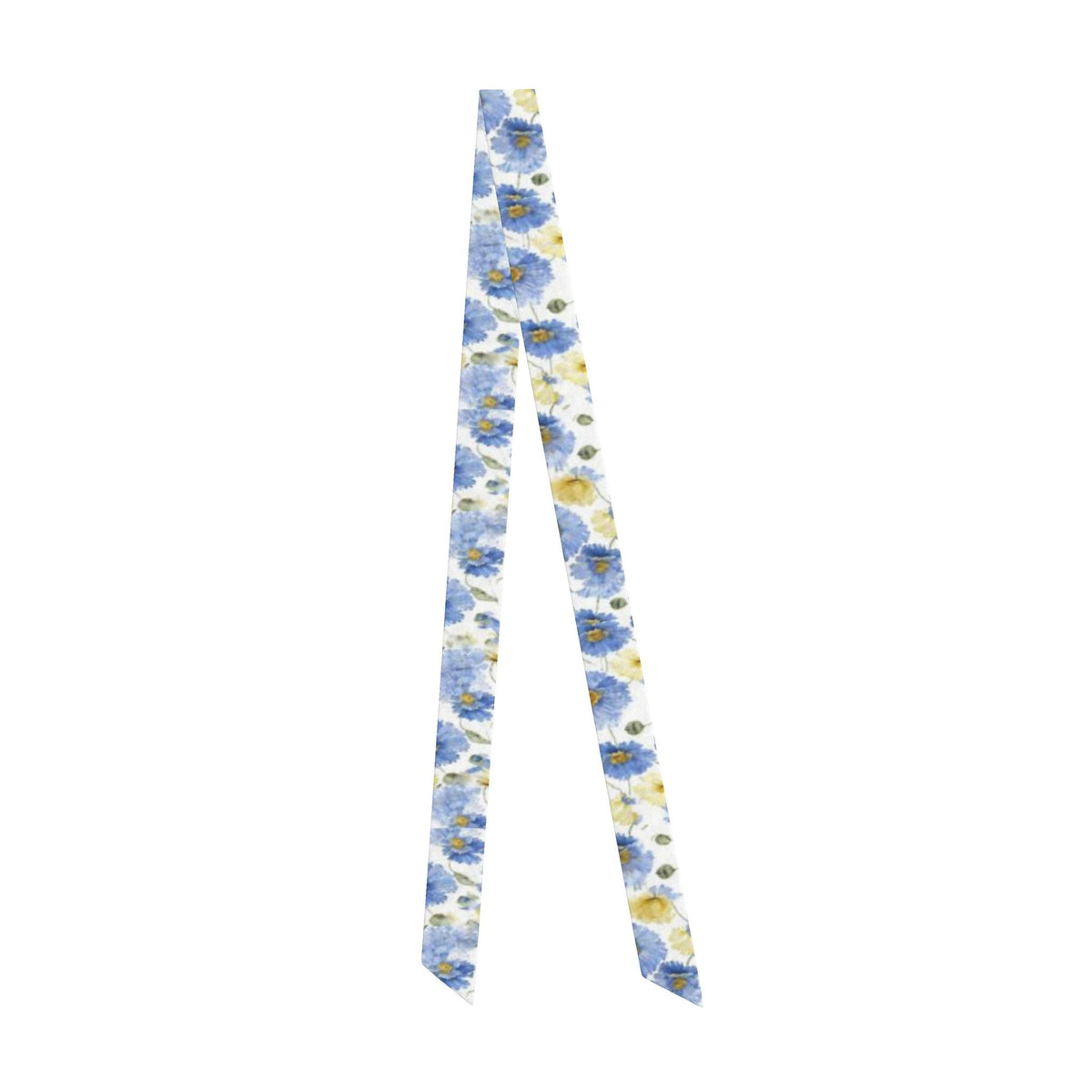 Baby Blue Poppy Silk Hair Scarf