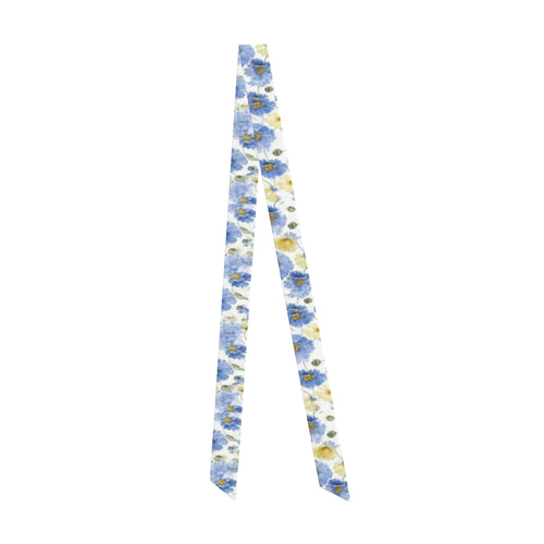 Baby Blue Poppy Silk Hair Scarf