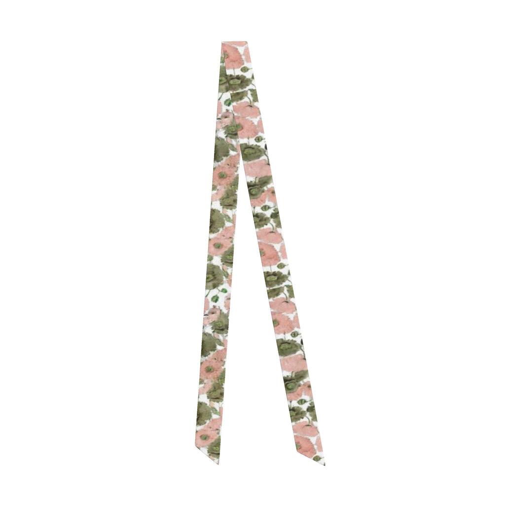 Blush and Sage Poppy Silk Hair Scarf