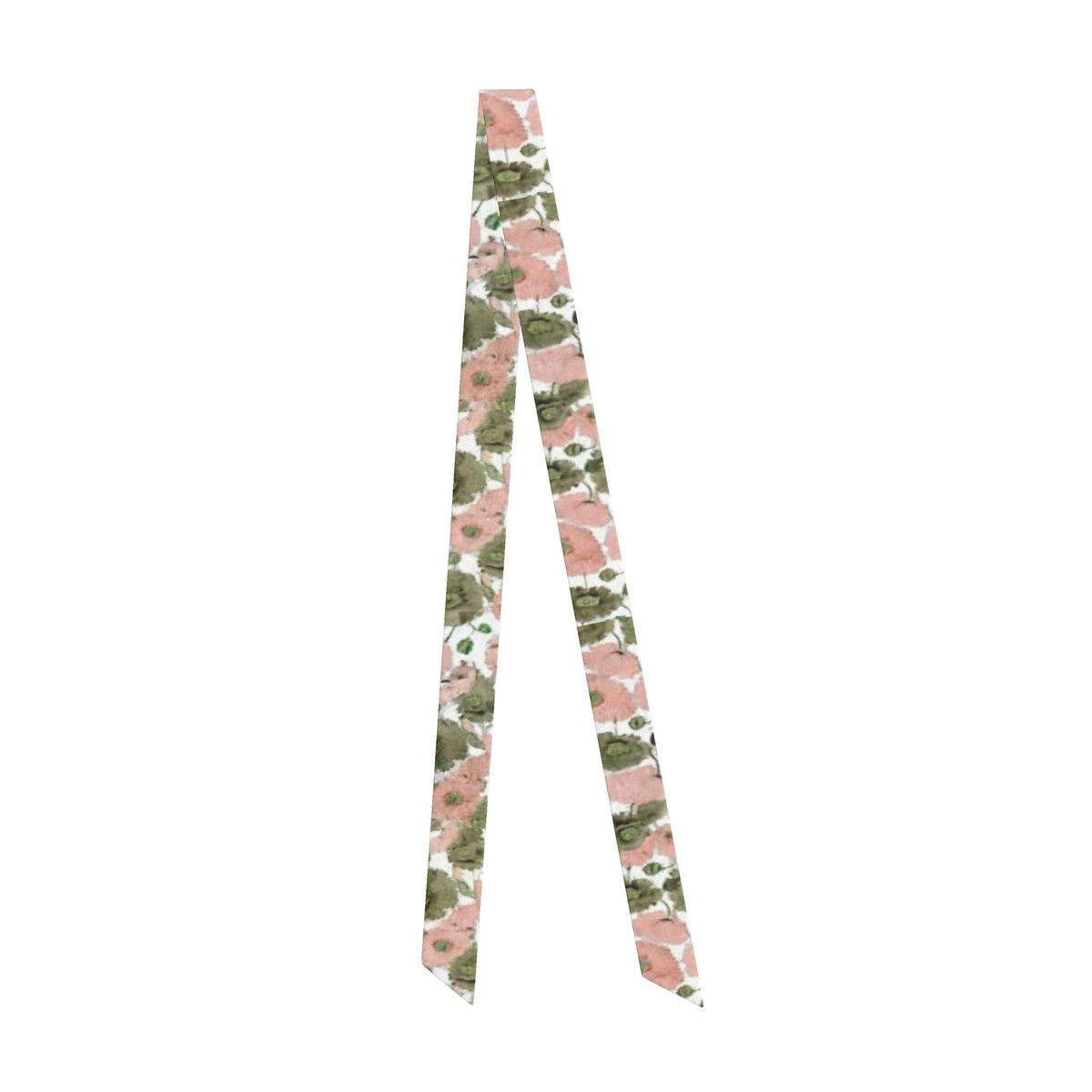 Blush and Sage Poppy Silk Hair Scarf
