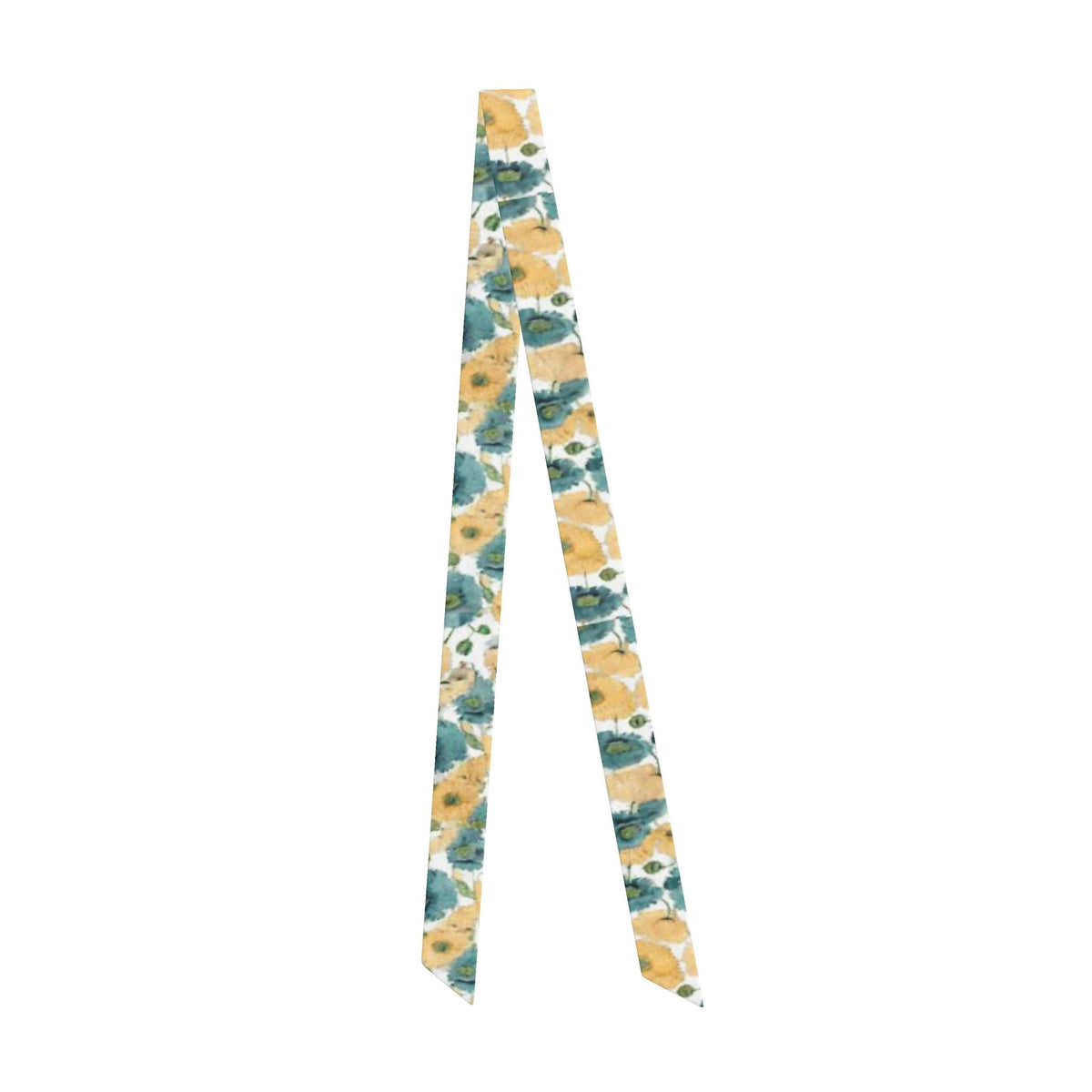 Butter and Blue Poppy Silk Hair Scarf