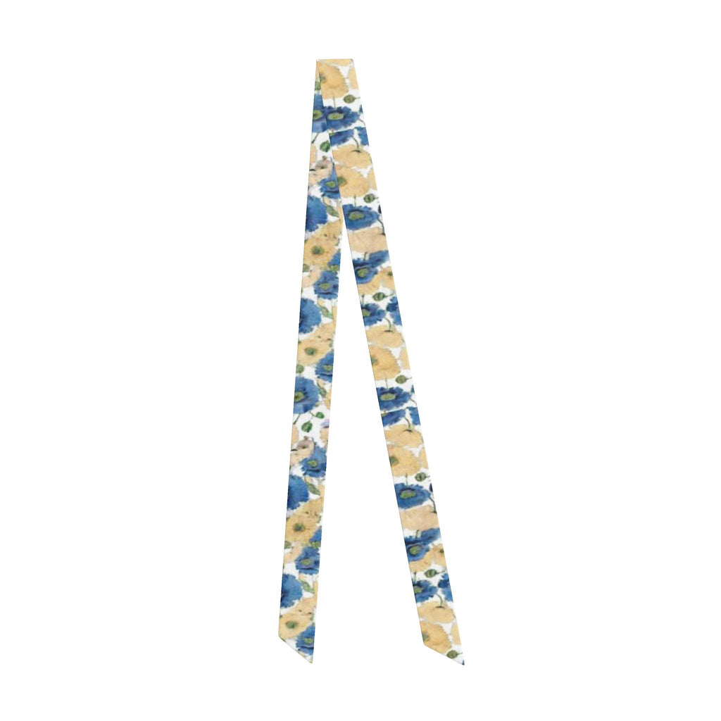 Cornflower & Cream Silk Hair Scarf