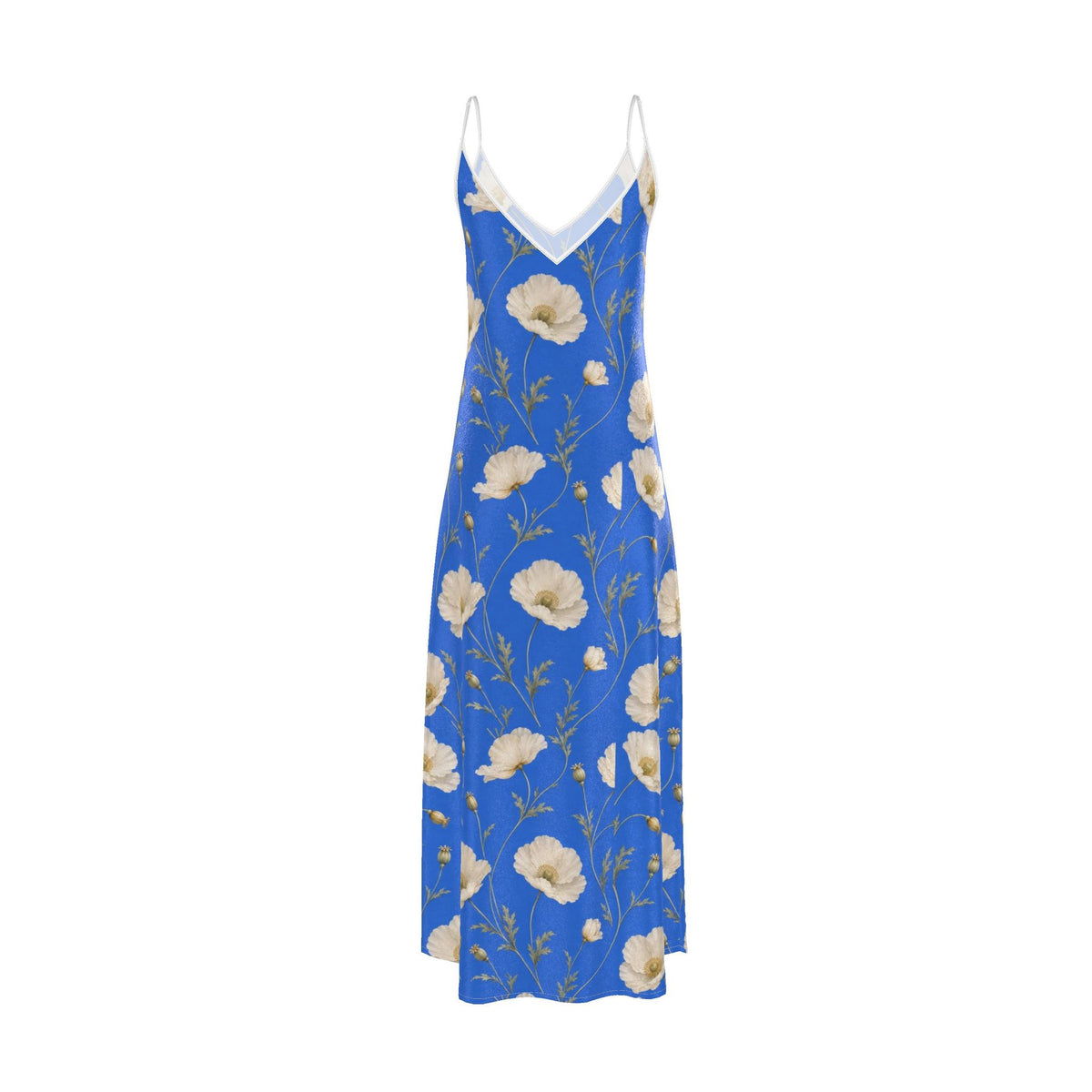 Poppy Riviera Blue Silk Slip Dress