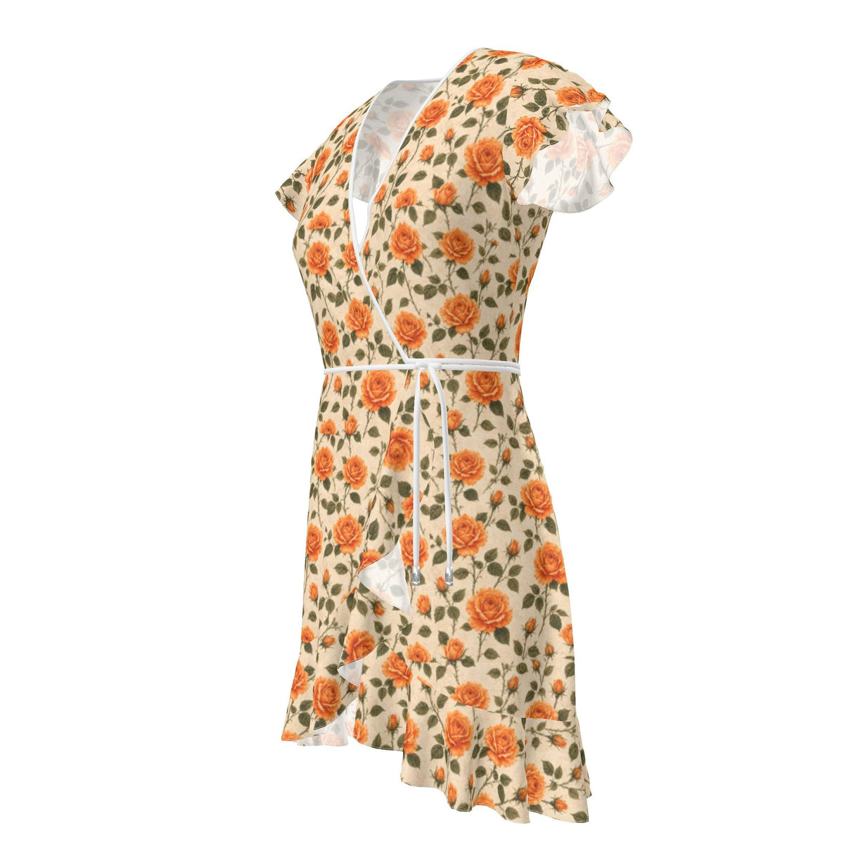 Tangerine Rose Silk Tea Dress