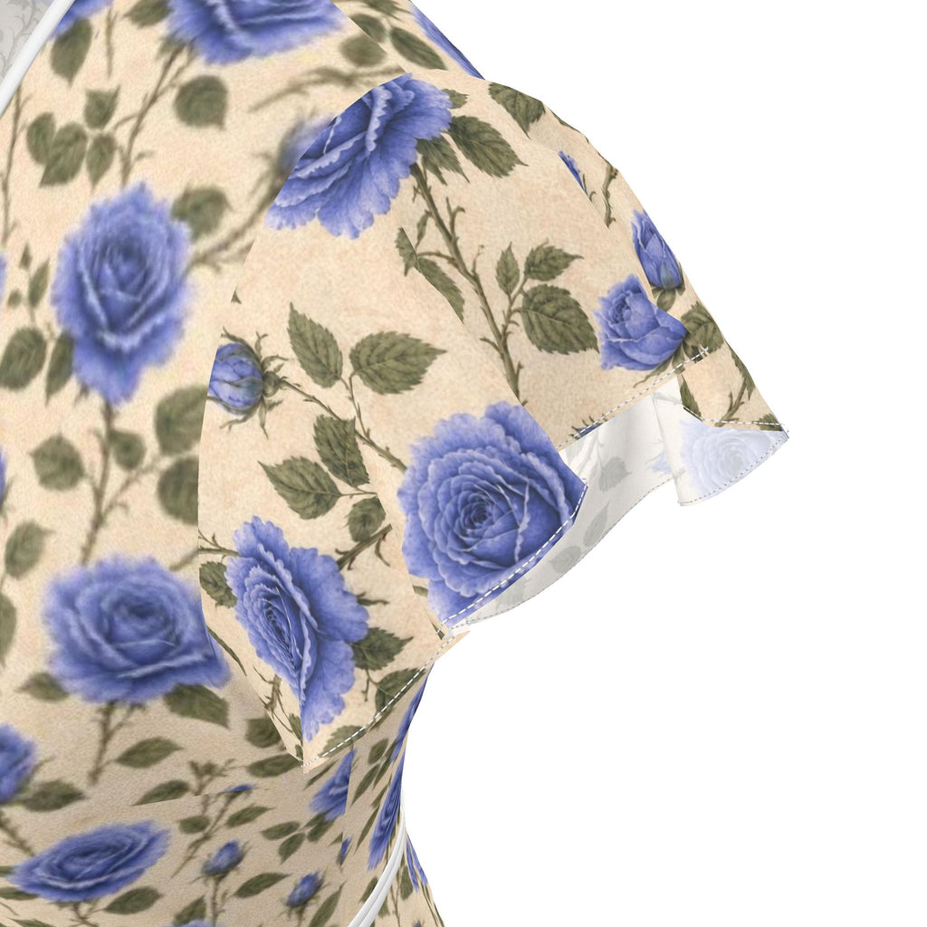 Blue Rose Silk Tea Dress