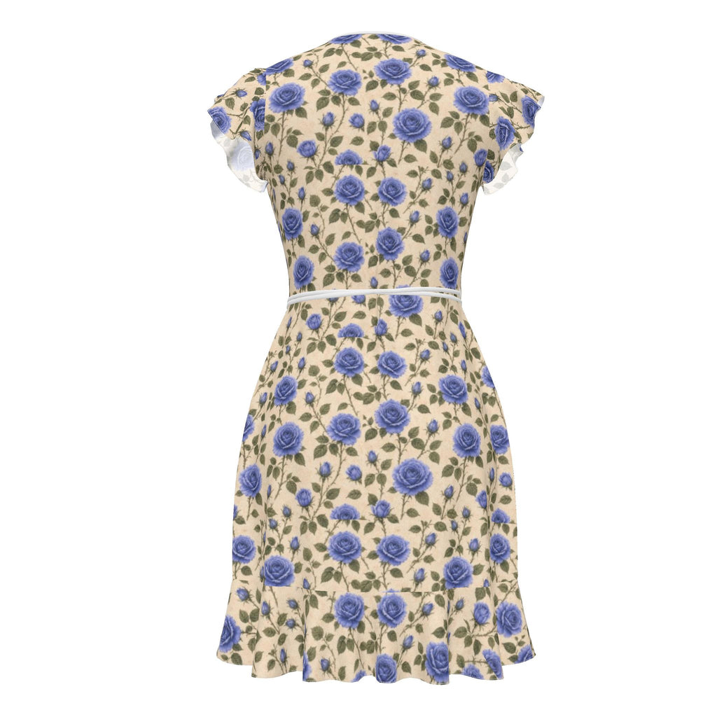 Blue Rose Silk Tea Dress