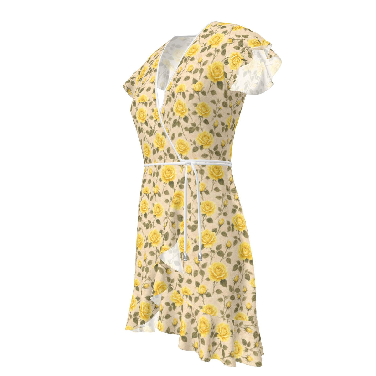 Yellow Rose Silk Tea Dress