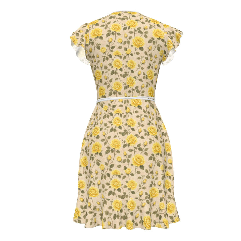 Yellow Rose Silk Tea Dress