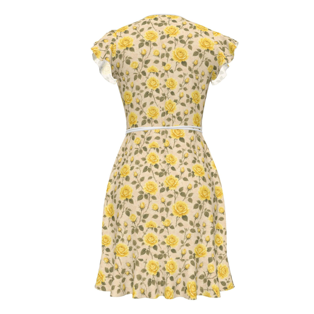 Yellow Rose Silk Tea Dress