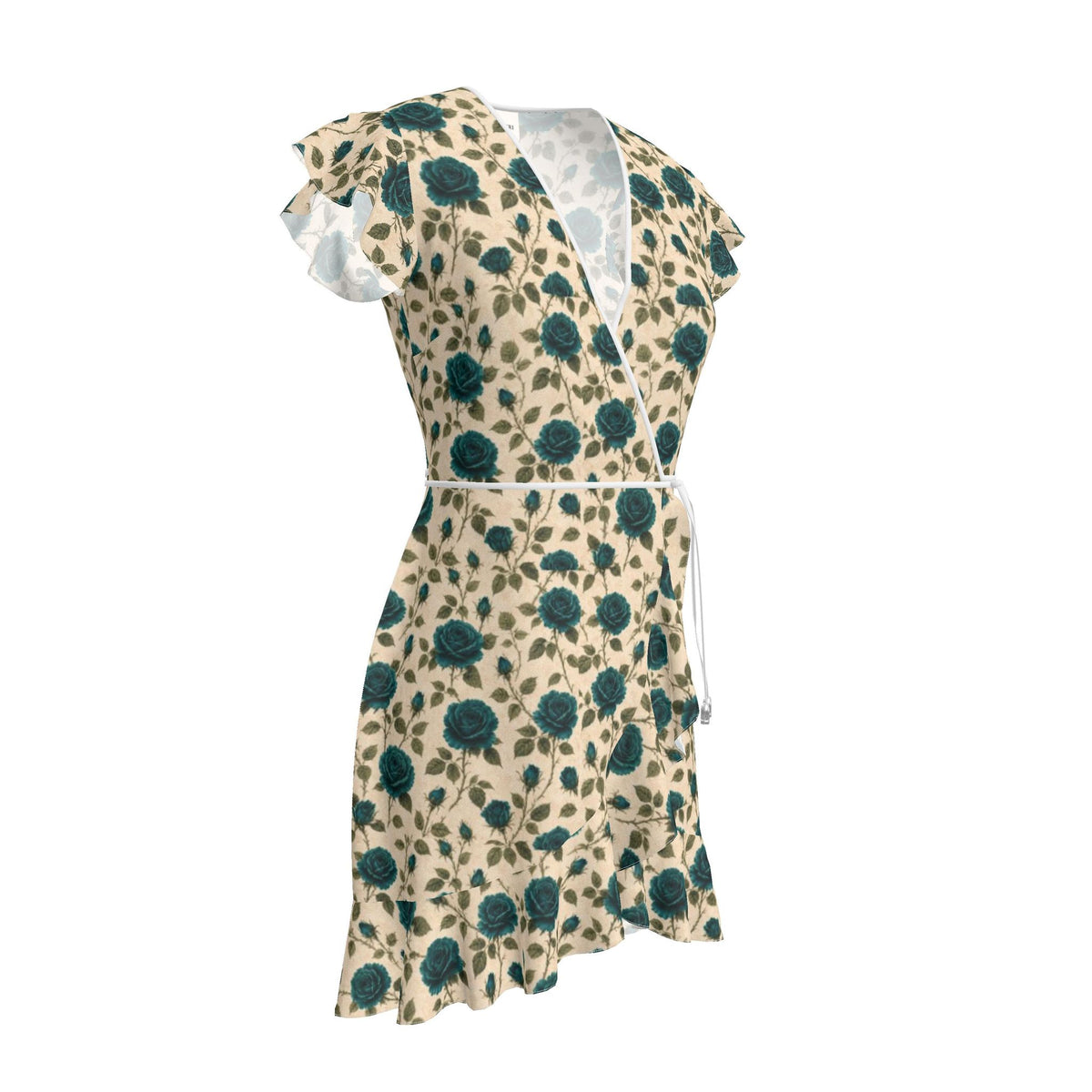 Teal Rose Silk Tea Dress