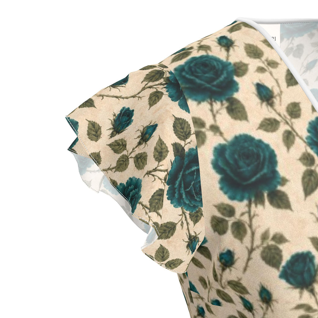Teal Rose Silk Tea Dress