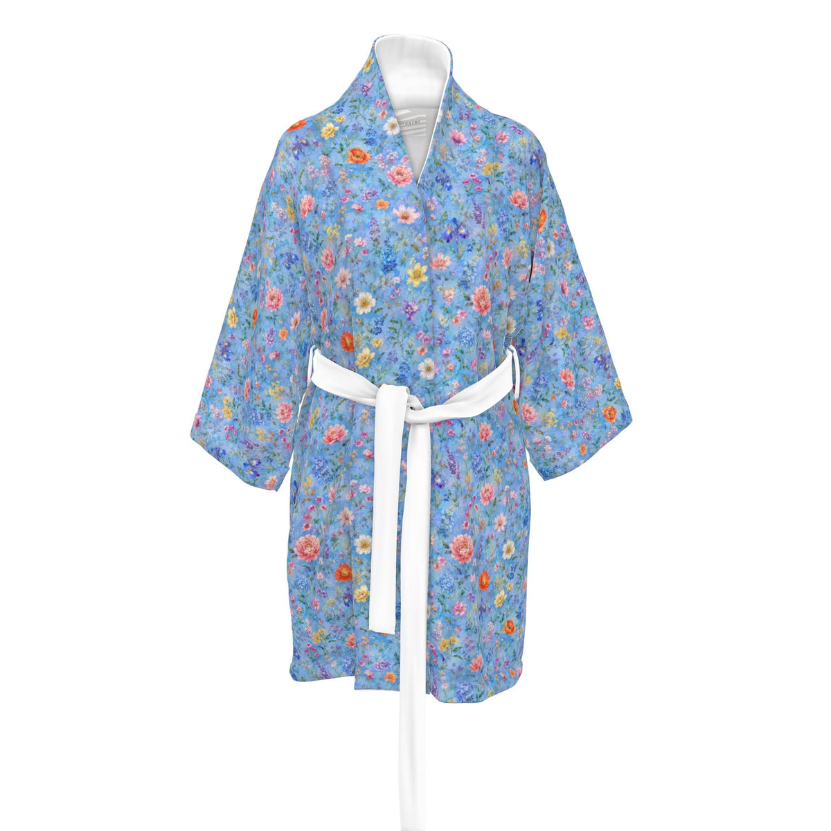 Blue Garden Silk  Kimono