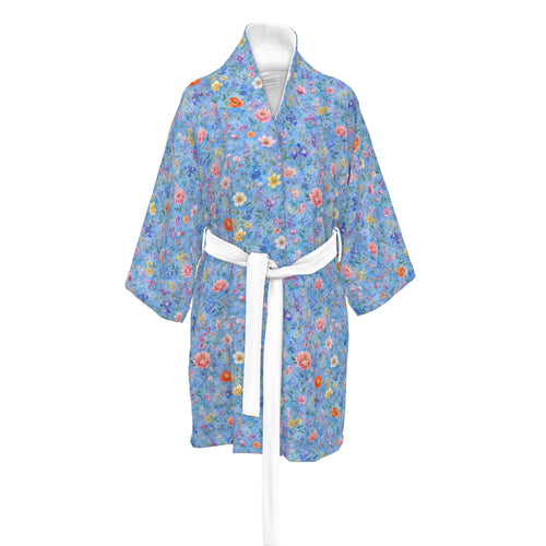 Blue Garden Silk  Kimono